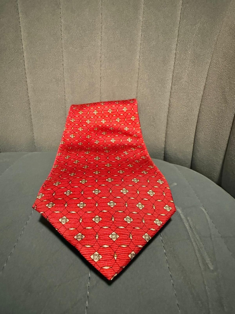 Red Patterned Men's Silk Tie Bijoux Terner